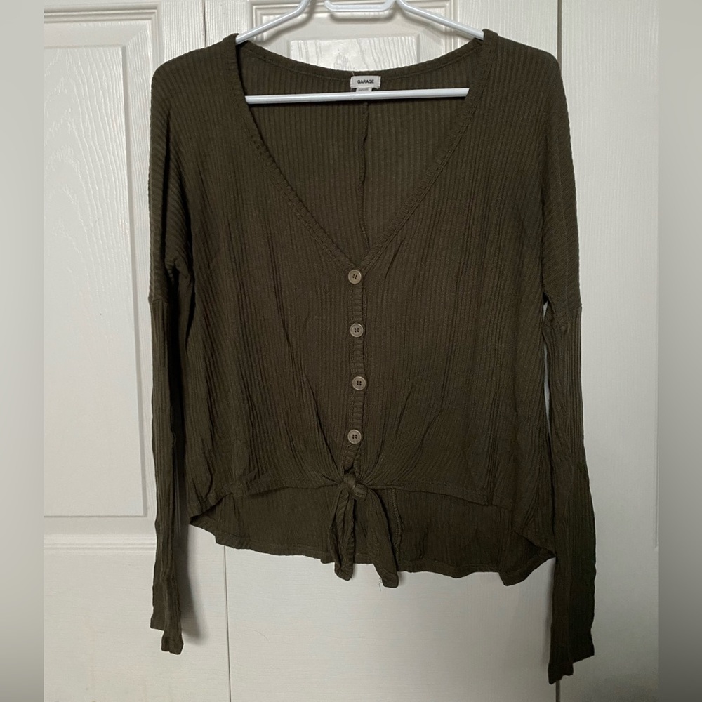 Garage Ribbed Tied Long Sleeve